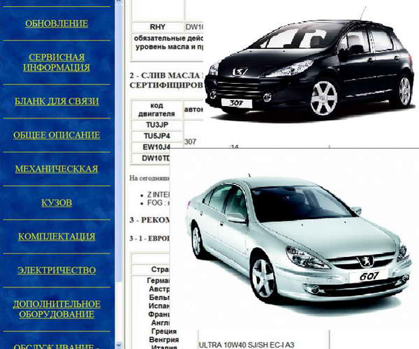 Peugeot 307 / 607: скачать мультимедийное руководство по ремонту, обслуживанию